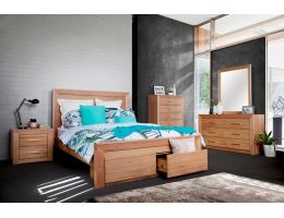 Leura Timber Bed Frame with 2 Drawers - Suite Option