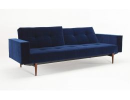 Splitback King Single Sofa Bed with Fabric Arms and Dark Styletto Legs - Innovation Living