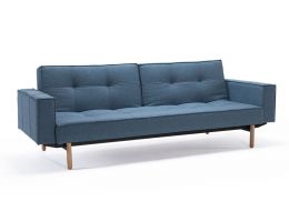 Splitback King Single Sofa Bed with Fabric Arms and Oak Stem Legs - Innovation Living