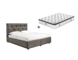 City Range Medium Soft Pocket Spring Mattress + Zuzuni Upholstered Slat Bed with Drawers