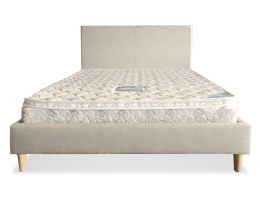 OP Deluxe Pillow Top Mattress + Rio Upholstered Bed Frame with Wooden Legs