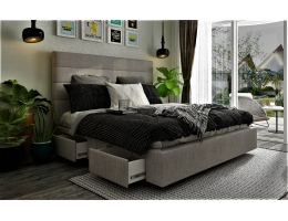 Panelled Horizontal Custom Upholstered Bed with Choice Of Storage Base