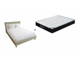 Back Care Deluxe MK2 Pocket Spring Mattress + Rio Upholstered Bed Frame with Wooden Legs