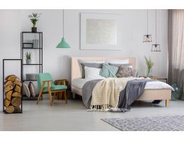 Rio Upholstered Bed Frame with Wooden Legs