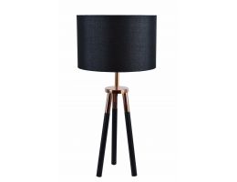 Black Tripod With Copper Table Lamp In Black/White