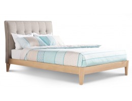 Ron Bed Frame with Straight Slats In Linen & Timber Frame