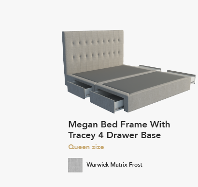 Megan bed with tracey drawer base